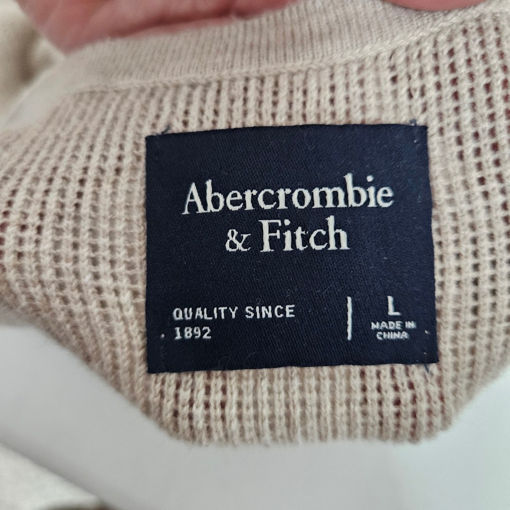 Abercrombie & Fitch Crochet Style Layering Knit Tank Mens Lg Tan Cotton Blend - Picture 2 of 9